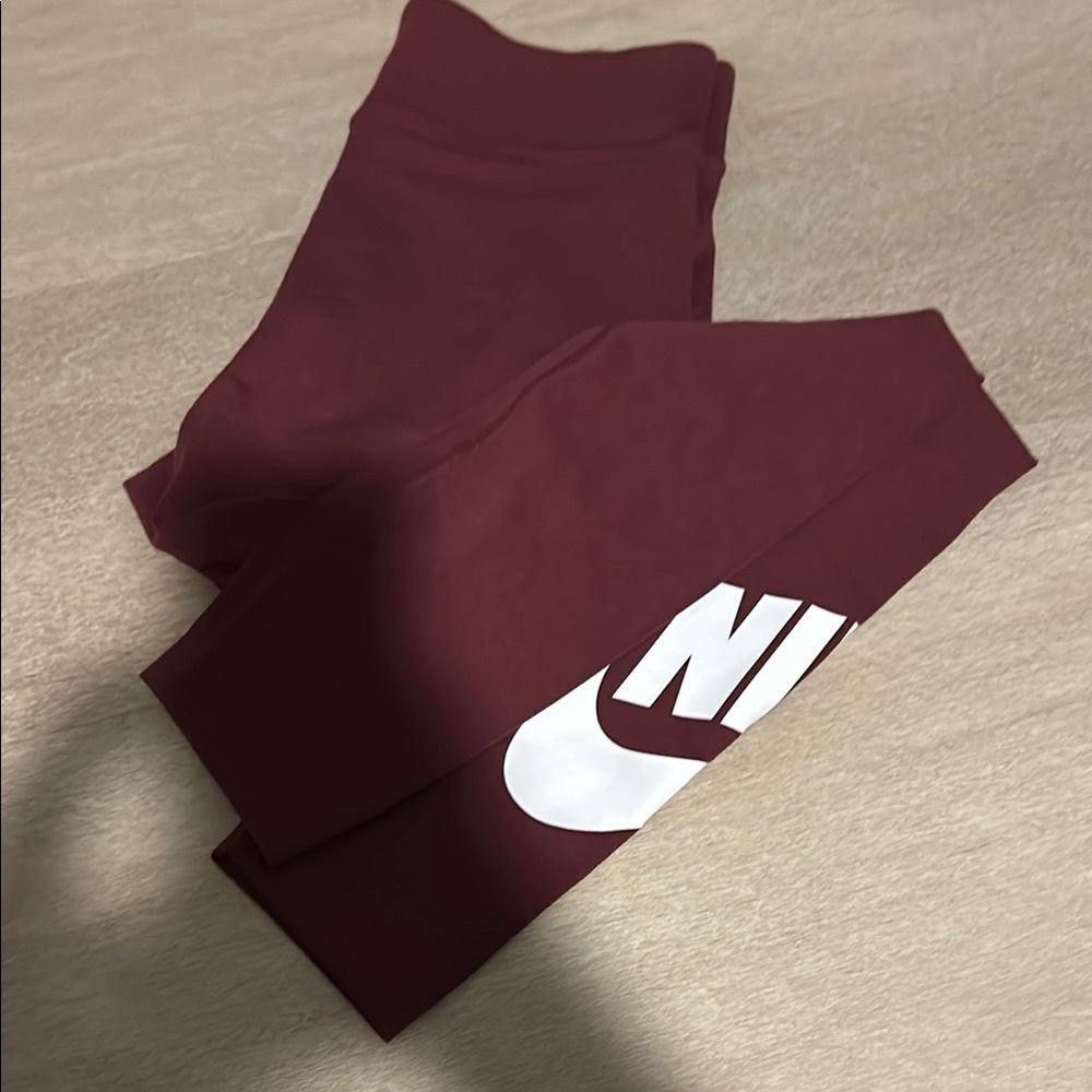 Nike Red Athletic Leggings with Swoosh Logo